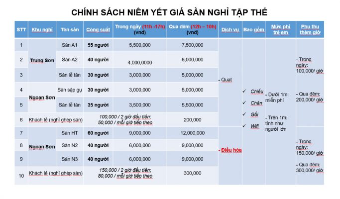 giá nghỉ sàn Thiên Sơn Suối Ngà