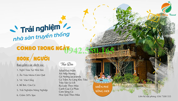 Combo nhà sàn trong ngày bảng giá dịch vụ làng trong thung ba vì