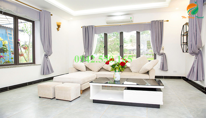 Phòng khách căn villa Ba VÌ cho 8 người